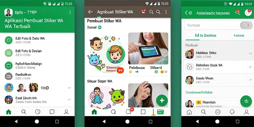Antarmuka dan fungsi aplikasi Pembuat Stiker WA dengan desain yang user-friendly.
