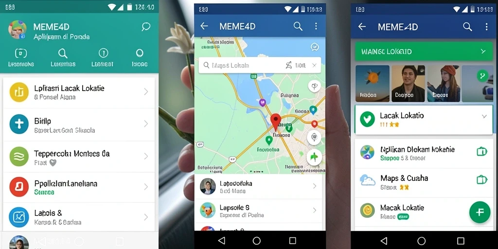 Antarmuka aplikasi Lacak Lokasi MEME4D yang sederhana dan efektif.
