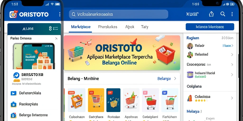 Tampilan antarmuka aplikasi ORISTOTO yang sederhana dan menarik untuk Marketplace.