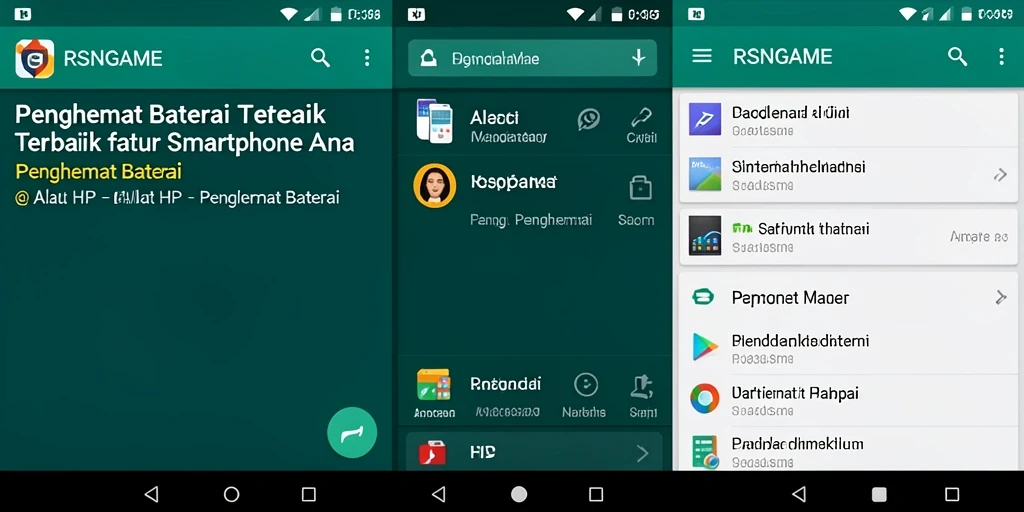 Screenshot RSNGAME menunjukkan antarmuka sederhana dan fitur penghemat baterai yang efektif.