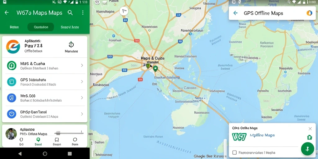 Antarmuka aplikasi W67 menampilkan peta GPS offline yang jelas.